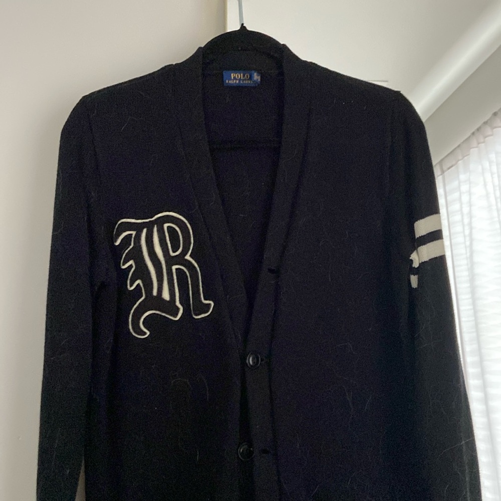 Ralph Lauren Black Cardigan with White Accents